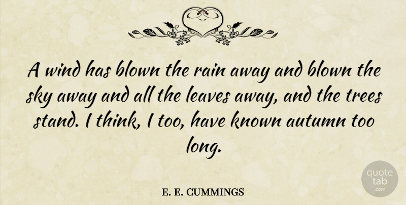 e. e. cummings Quote About Inspiring, Rain, Fall: A Wind Has Blown The...