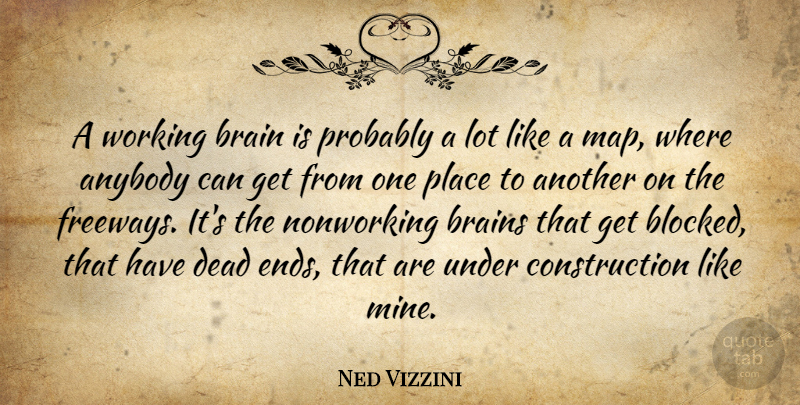 Ned Vizzini Quote About Brain, Maps, Construction: A Working Brain Is Probably...
