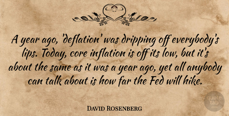 David Rosenberg Quote About Anybody, Core, Far, Fed, Inflation: A Year Ago Deflation Was...