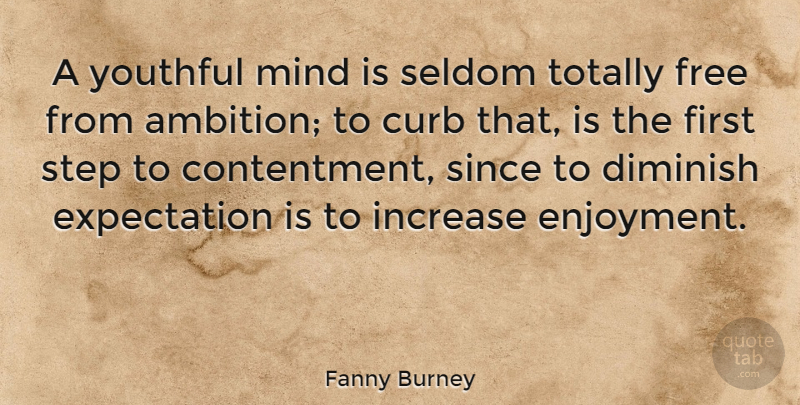 Fanny Burney Quote About Ambition, Expectations, Mind: A Youthful Mind Is Seldom...
