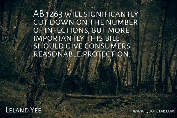 Leland Yee Quote About Bill, Consumers, Cut, Number, Reasonable: Ab 1263 Will Significantly Cut...