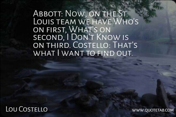 Lou Costello Quote About Louis, Team: Abbott Now On The St...