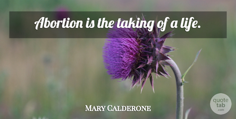 Mary Calderone Quote About Abortion: Abortion Is The Taking Of...