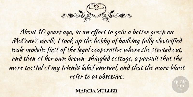 Marcia Muller Quote About Blunt, Fully, Gain, Grasp, Hobby: About 10 Years Ago In...