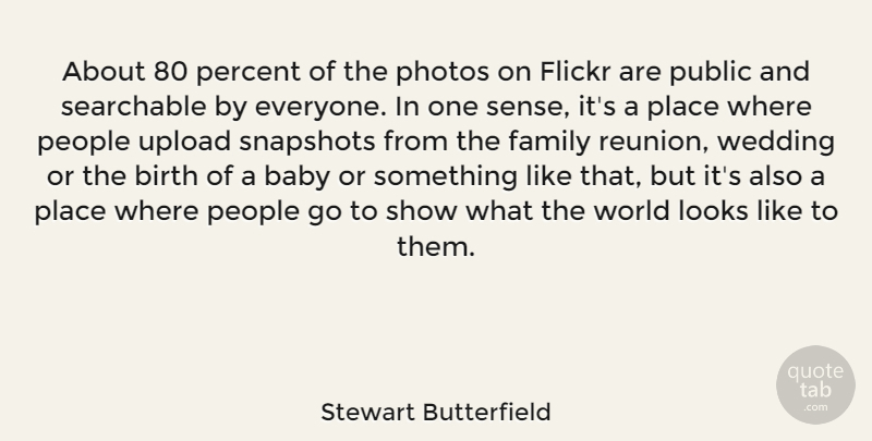 Stewart Butterfield Quote About Birth, Family, Looks, People, Percent: About 80 Percent Of The...