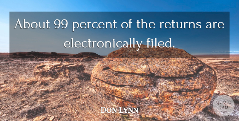 Don Lynn Quote About Percent, Returns: About 99 Percent Of The...