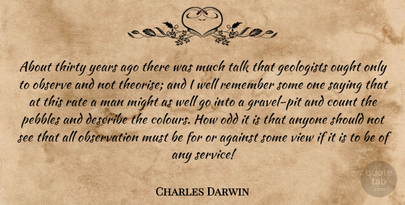 Charles Darwin Quote About Men, Views, Years: About Thirty Years Ago There...