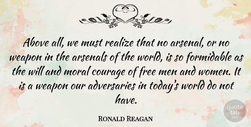 Ronald Reagan Quote About Courage, War, Patriotic: Above All We Must Realize...