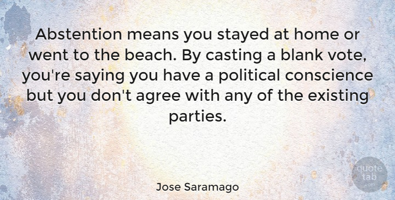 Jose Saramago Quote About Beach, Party, Mean: Abstention Means You Stayed At...