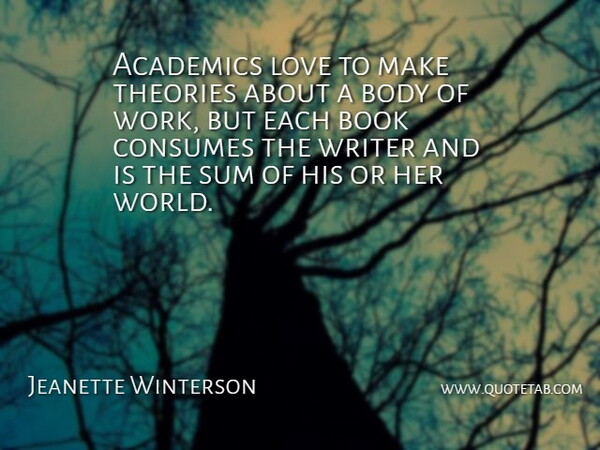Jeanette Winterson Quote About Love, Book, Body: Academics Love To Make Theories...