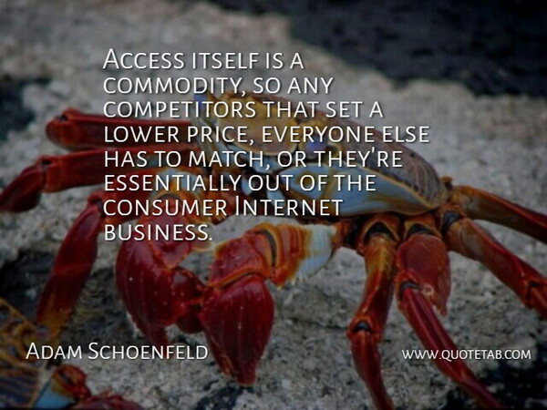 Adam Schoenfeld Quote About Access, Consumer, Internet, Itself, Lower: Access Itself Is A Commodity...