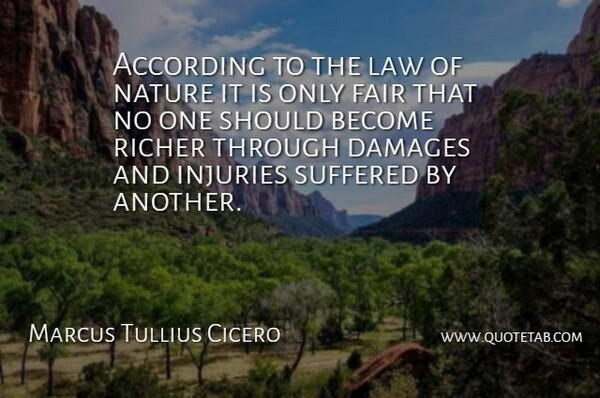 Marcus Tullius Cicero Quote About Law, Damage, Injury: According To The Law Of...
