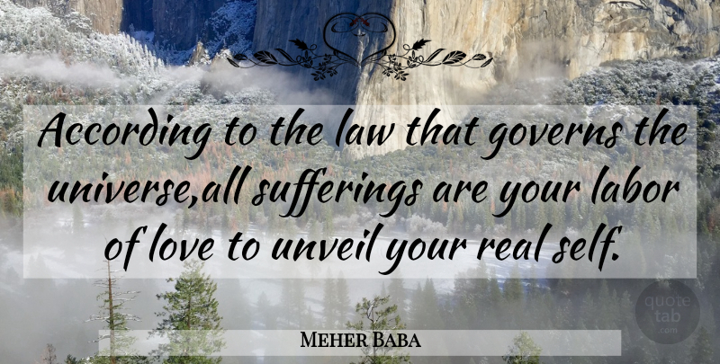 Meher Baba Quote About Pain, Real, Grief: According To The Law That...