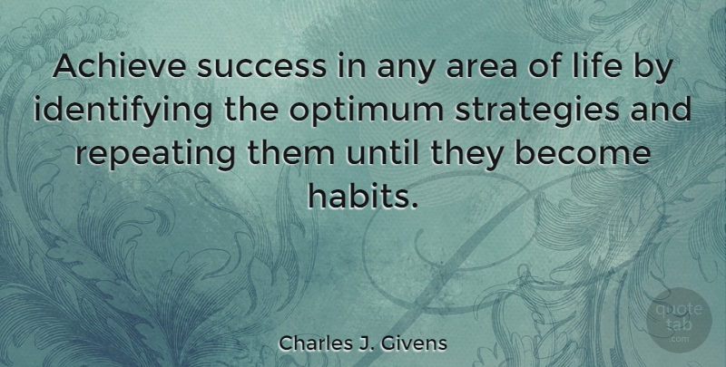 Charles J. Givens Quote About Strategy, Habit, Achieve: Achieve Success In Any Area...
