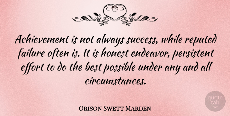 Orison Swett Marden Quote About Inspirational, Motivational, Success: Achievement Is Not Always Success...