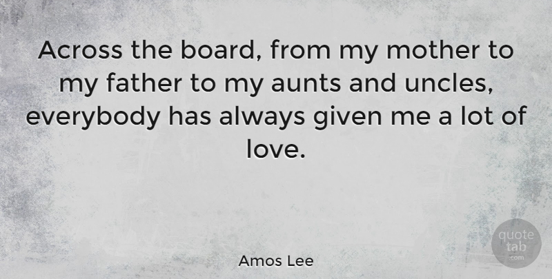 Amos Lee Quote About Mother, Uncles, Father: Across The Board From My...