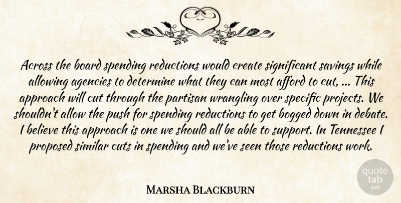 Marsha Blackburn Quote About Across, Afford, Agencies, Allowing, Approach: Across The Board Spending Reductions...