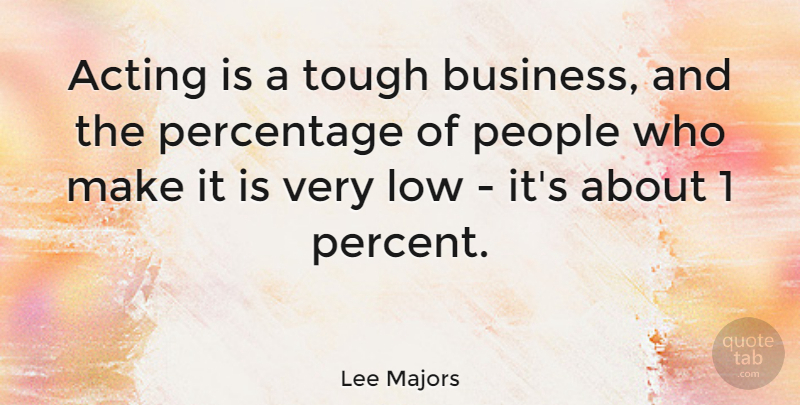 Lee Majors Quote About People, Acting, Tough: Acting Is A Tough Business...