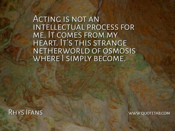 Rhys Ifans Quote About Simply, Strange: Acting Is Not An Intellectual...