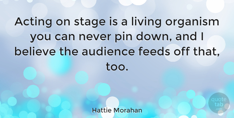 Hattie Morahan Quote About Believe, Acting, Down And: Acting On Stage Is A...