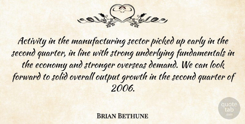 Brian Bethune Quote About Activity, Early, Economy, Forward, Growth: Activity In The Manufacturing Sector...