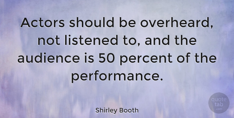 Shirley Booth Quote About Acting, Actors, Should: Actors Should Be Overheard Not...