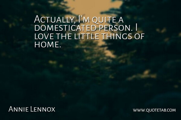 Annie Lennox Quote About Home, Love: Actually Im Quite A Domesticated...