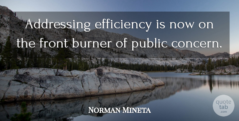 Norman Mineta Quote About Addressing, Burner, Efficiency, Front, Public: Addressing Efficiency Is Now On...