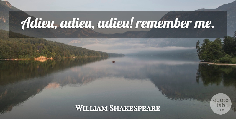 William Shakespeare Quote About Remember, Adieu, Remember Me: Adieu Adieu Adieu Remember Me...