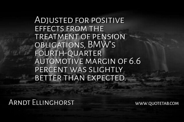 Arndt Ellinghorst Quote About Adjusted, Effects, Margin, Pension, Percent: Adjusted For Positive Effects From...