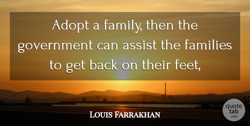 Louis Farrakhan Quote About Adopt, Assist, Families, Government: Adopt A Family Then The...