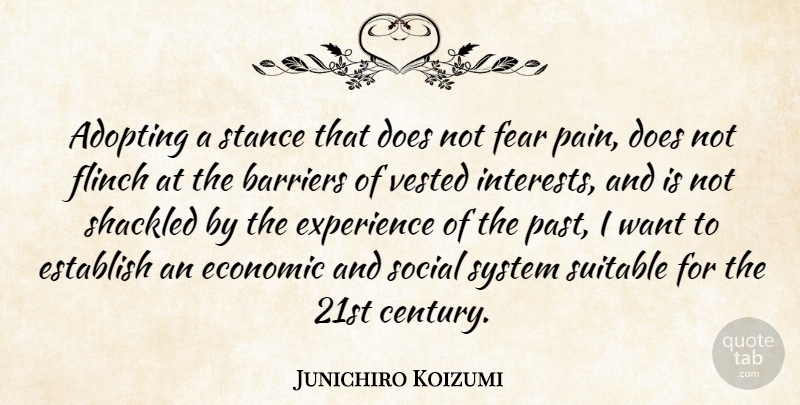 Junichiro Koizumi Quote About Adopting, Barriers, Economic, Establish, Experience: Adopting A Stance That Does...