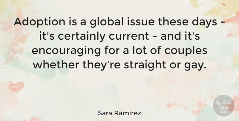 Sara Ramirez Quote About Adoption, Certainly, Couples, Current, Issue: Adoption Is A Global Issue...