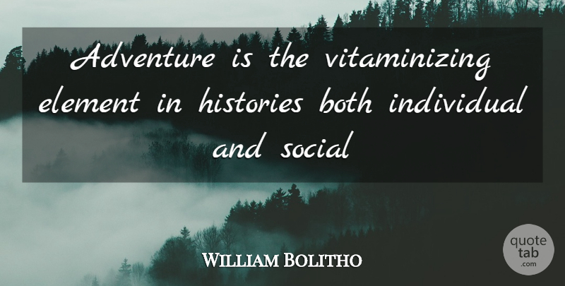 William Bolitho Quote About Adventure, Elements, Individual: Adventure Is The Vitaminizing Element...