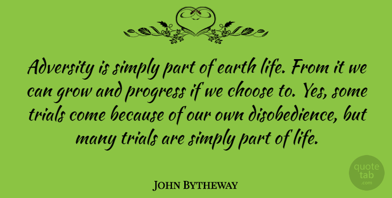 John Bytheway Quote About Adversity, Earth Life, Progress: Adversity Is Simply Part Of...