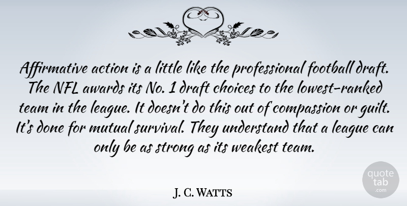 J. C. Watts Quote About Football, Strong, Team: Affirmative Action Is A Little...