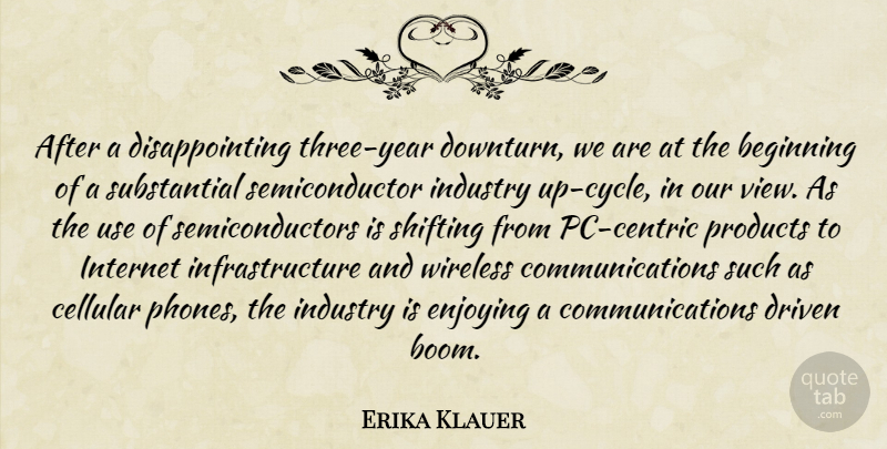 Erika Klauer Quote About Beginning, Driven, Enjoying, Industry, Internet: After A Disappointing Three Year...