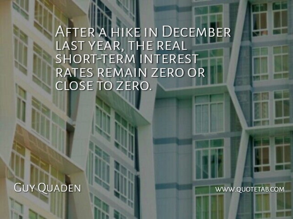 Guy Quaden Quote About Close, December, Hike, Interest, Last: After A Hike In December...