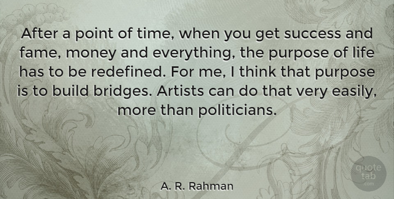 A. R. Rahman Quote About Thinking, Artist, Bridges: After A Point Of Time...