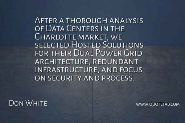 Don White Quote About Analysis, Architecture, Centers, Charlotte, Data: After A Thorough Analysis Of...