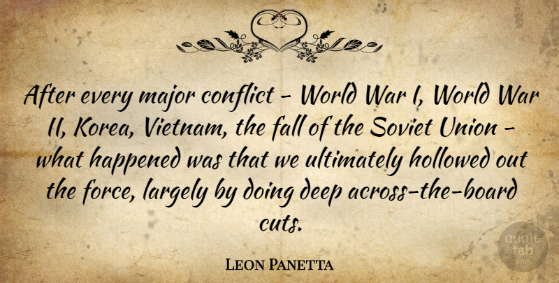Leon Panetta Quote About War, Fall, Cutting: After Every Major Conflict World...