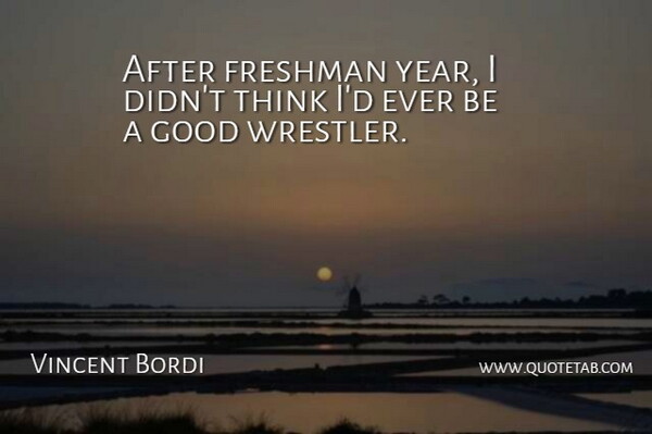Vincent Bordi Quote About Freshman, Good: After Freshman Year I Didnt...