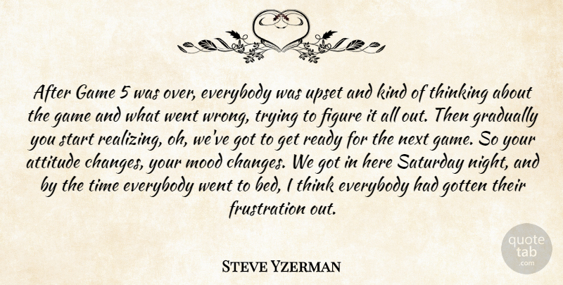 Steve Yzerman Quote About Attitude, Everybody, Figure, Game, Gotten: After Game 5 Was Over...