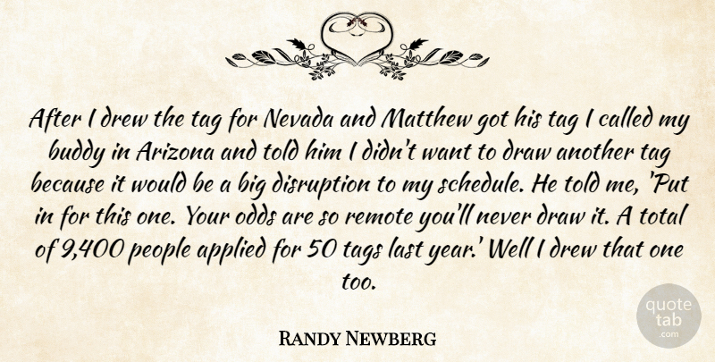 Randy Newberg Quote About Applied, Arizona, Buddy, Disruption, Draw: After I Drew The Tag...