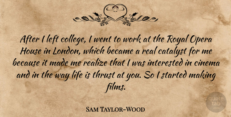 Sam Taylor-Wood Quote About Real, College, House: After I Left College I...