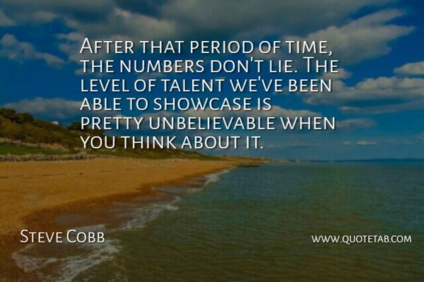 Steve Cobb Quote About Level, Numbers, Period, Showcase, Talent: After That Period Of Time...