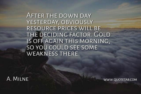 A. Milne Quote About Again, Deciding, Gold, Obviously, Prices: After The Down Day Yesterday...