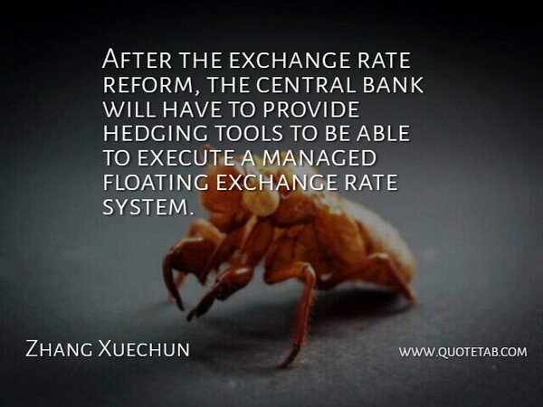 Zhang Xuechun Quote About Bank, Central, Exchange, Execute, Floating: After The Exchange Rate Reform...