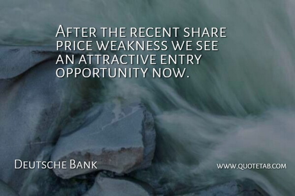 Deutsche Bank Quote About Attractive, Entry, Opportunity, Price, Recent: After The Recent Share Price...