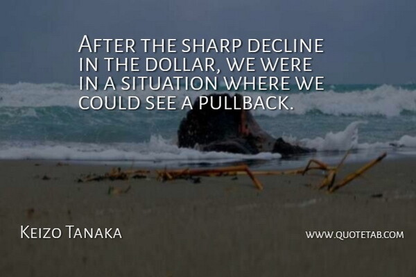 Keizo Tanaka Quote About Decline, Sharp, Situation: After The Sharp Decline In...